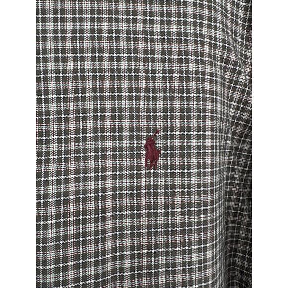 Vintage Ralph Lauren Shirt Mens XL Olive Green Plaid Button Down Pony Cotton - Picture 7 of 9